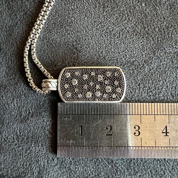 David Yurman Midnight Melange Dog Tag w/ Diamonds Necklace - 18" - RARE - Picture 13 of 16